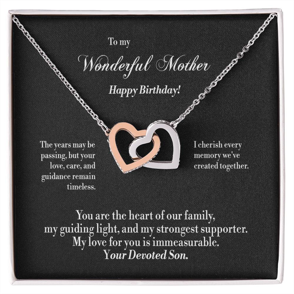 Interlocking Hearts Necklace - For Mom - Birthday Jewelry Gifts from Son