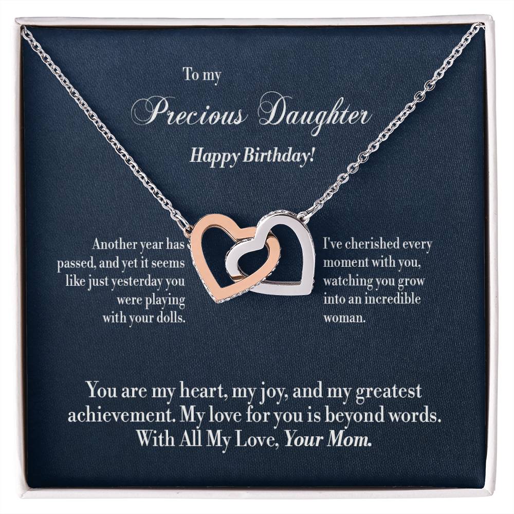 Interlocking Hearts Necklace - For Daughter - Birthday Jewelry Gifts from Mom