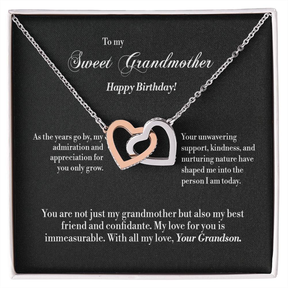 Interlocking Hearts Necklace - For Grandmother - Birthday Jewelry Gifts from Grandson