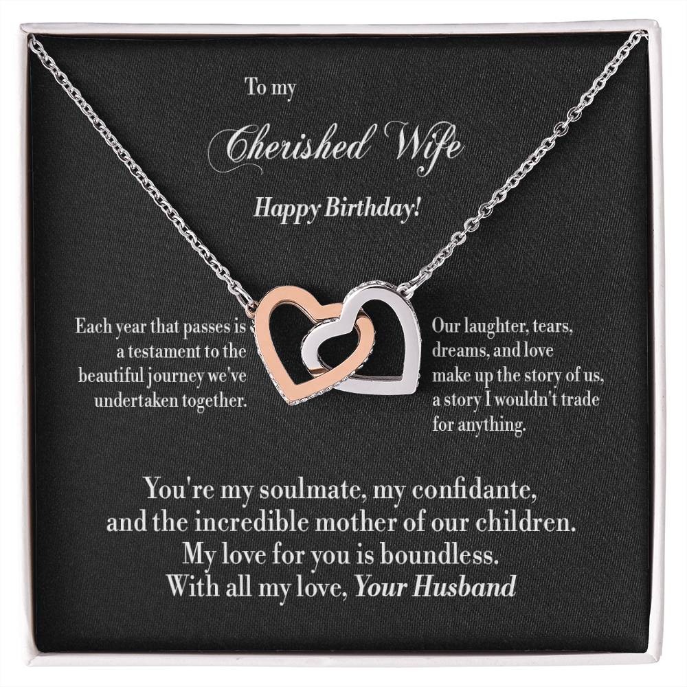 Interlocking Hearts Necklace (Yellow & White Gold Variants) - For Wife- Happy Birthday Gift