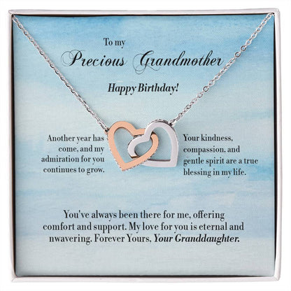 Interlocking Hearts Necklace - For Grandmother- Birthday Jewelry Gifts from Granddaughter