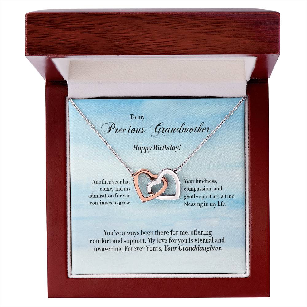 Interlocking Hearts Necklace - For Grandmother- Birthday Jewelry Gifts from Granddaughter